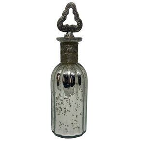VTG Domain Mercury Glass Decanter Bottle 10" | Ornate Metal Stopper Collectible